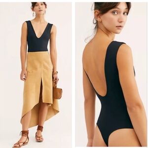 Free People Black Keep It Sleek Duo Bodysuit NWOT